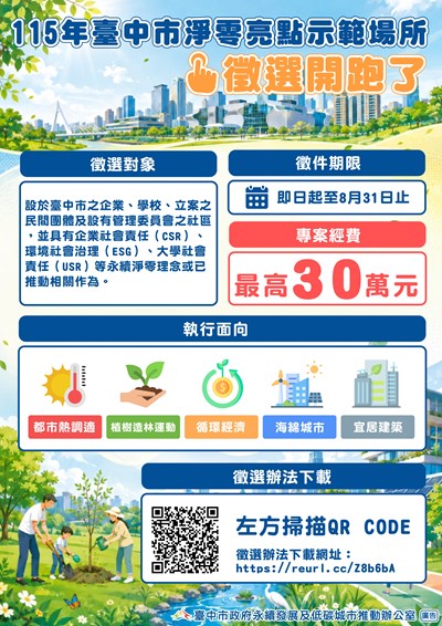 115年臺中市淨零亮點示範場所（含城食森林）徵選